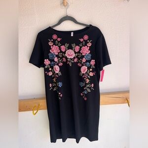 Floral Embroidered Black Dress